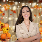 Aperturee - Pumpkin Haystacks Wood Wall Bulbs Autumn Backdrop